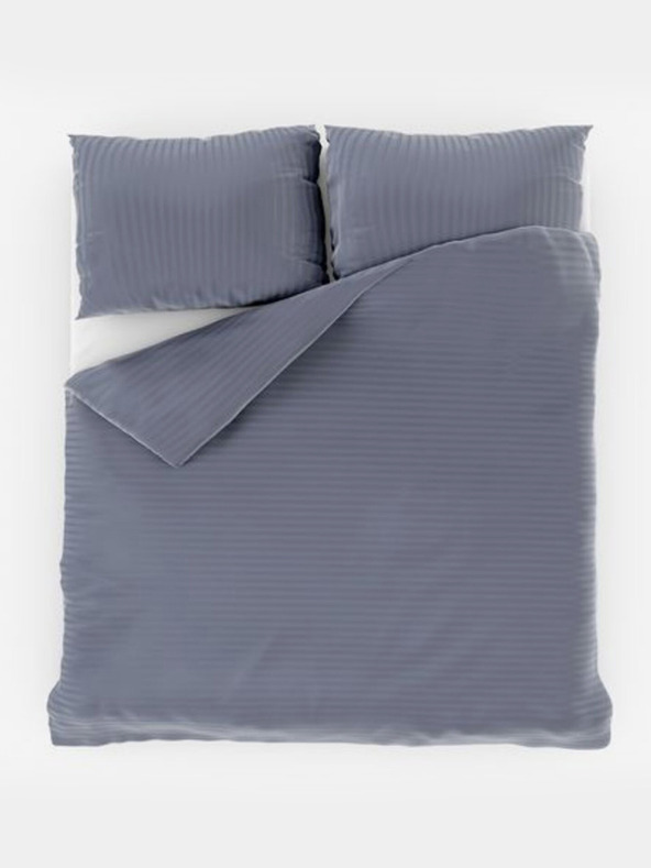 Kvalitex Französisches Satin-Bettwäsche-Set mit Streifen 1+2, 220x200, 70x90cm DUNKELGRAU