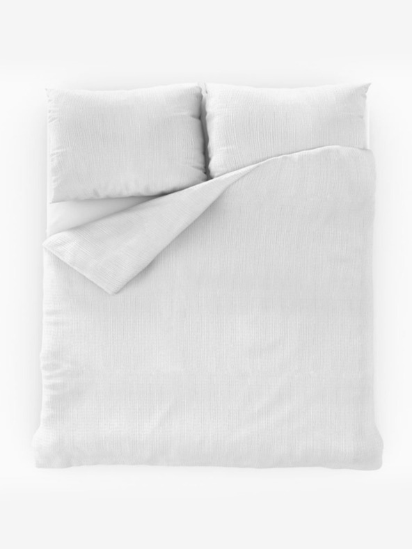 Kvalitex Französisches Krepp-Bettwäsche-Set 220x200, 70x90cm weiß Kvalitex