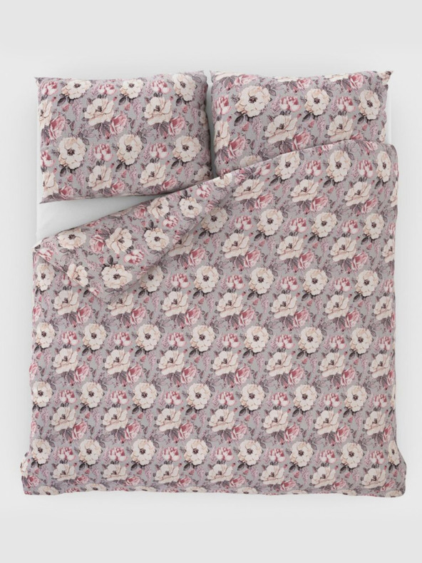 Kvalitex Klassische Krepp-Bettwäsche 140x200, 70x90cm Ester grau Kvalitex