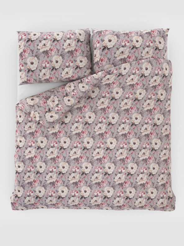 Kvalitex Klassische Krepp-Bettwäsche 140x220, 70x90cm Ester grau Kvalitex