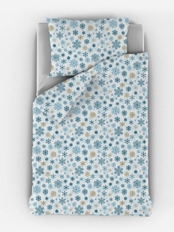 Kvalitex Weihnachtsbettwäsche 140x200, 70x90cm FLOATS blau und beige