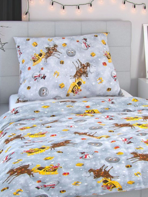 Kvalitex Weihnachtsbettwäsche 220x200, 70x90cm SNOWFLIES grau