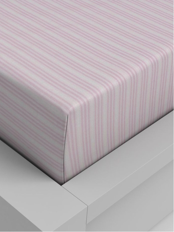 Kvalitex Baumwoll-Spannbettlaken 80x200cm rosa gestreift Kvalitex