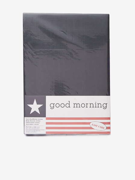 Good Morning 80/90/100 x 200 cm - Schwarze Jersey-Stretch-Bettwäsche Good Morning