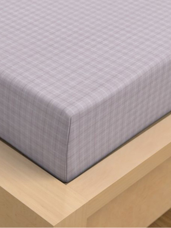 Kvalitex Satin Bettlaken Luxury Collection 140x200cm Káro lila Kvalitex