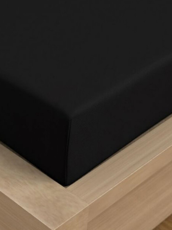 Kvalitex Satin-Spannbettlaken Luxury Collection 220x200cm schwarz Qualitex