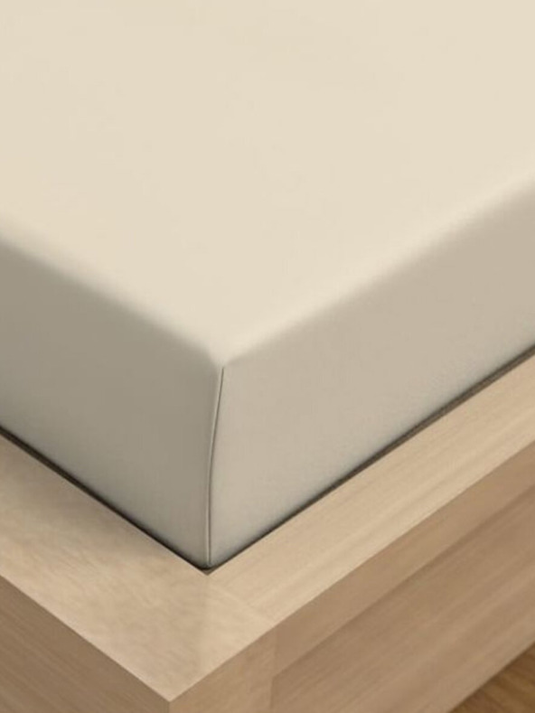 Kvalitex Satin-Spannbettlaken Luxury Collection 200x200cm creme Qualitex