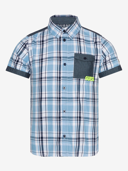 Guess Blaues kariertes Jungenhemd Guess