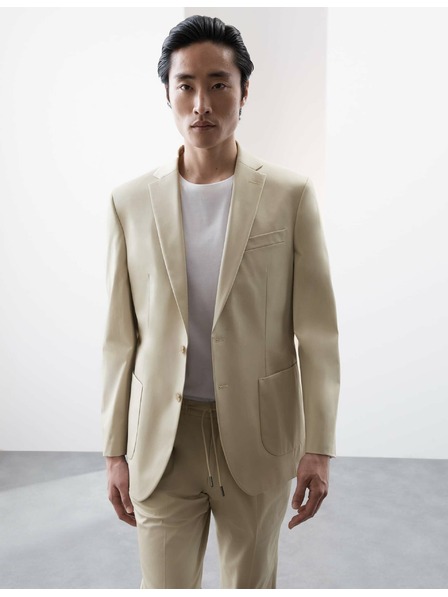 Marks & Spencer Marks & Spencer beigefarbener, leicht taillierter Blazer mit hohem Baumwollanteil