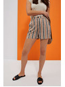 Moodo Moodo Grau und Braun gestreifte Damen Shorts