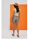 Moodo Moodo Grau und Braun gestreifte Damen Shorts