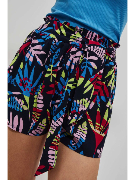 Moodo Dunkelblaue gemusterte Damen-Shorts Moodo
