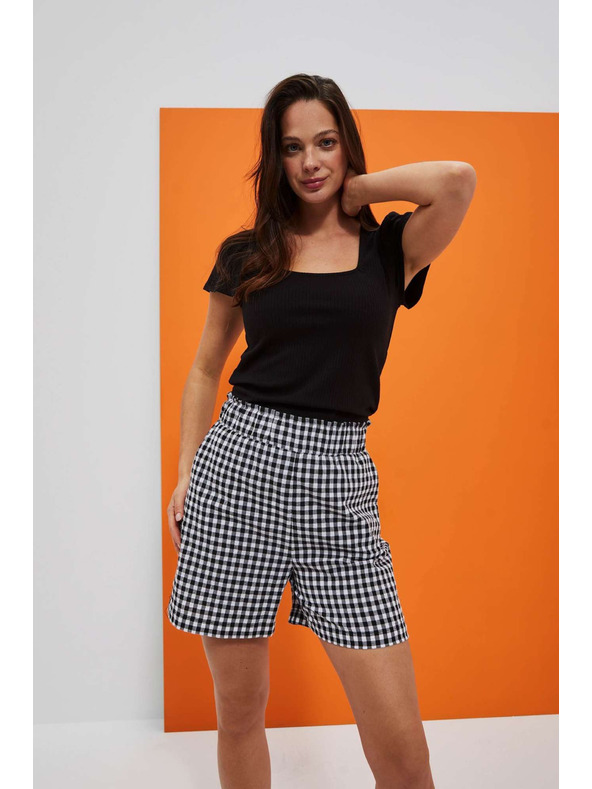 Moodo Weiß-schwarz karierte Damen-Shorts Moodo
