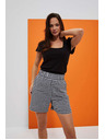 Moodo Weiß-schwarz karierte Damen-Shorts Moodo