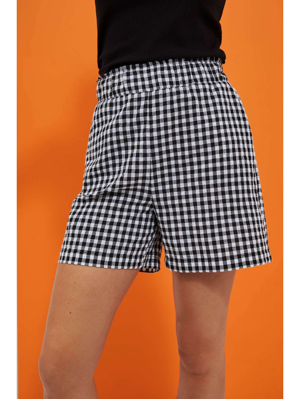 Moodo Weiß-schwarz karierte Damen-Shorts Moodo