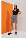 Moodo Weiß-schwarz karierte Damen-Shorts Moodo