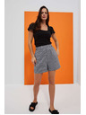 Moodo Weiß-schwarz karierte Damen-Shorts Moodo