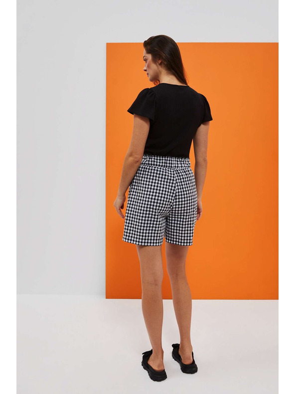 Moodo Weiß-schwarz karierte Damen-Shorts Moodo