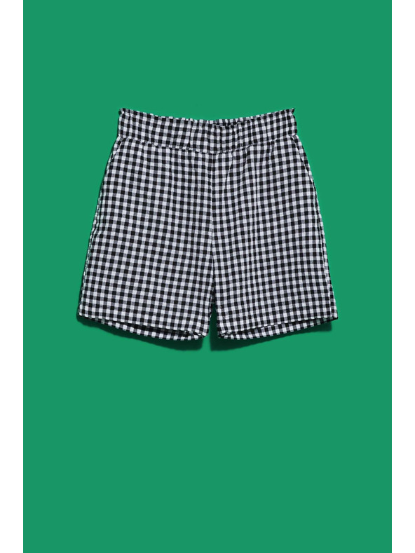 Moodo Weiß-schwarz karierte Damen-Shorts Moodo