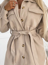 numoco Beigefarbener warmer Damenmantel mit Taschen, Knöpfen und Taillenbinde Numoco