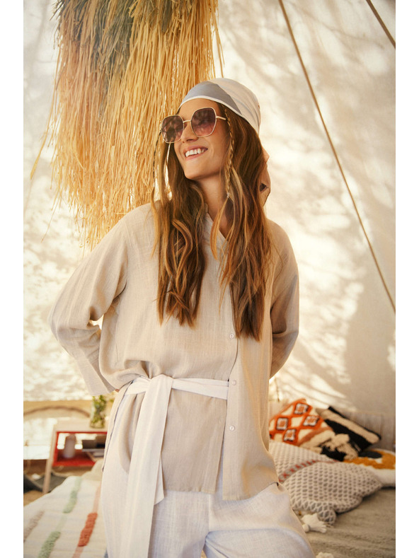 Moodo Damen-Beige-Hemd Moodo