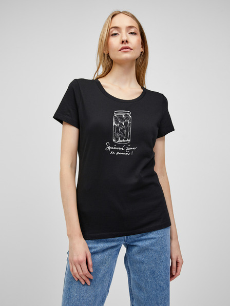 ZOOT.Original Schwarzes Damen-T-Shirt Zoot Original Die richtige Frau kocht immer richtig auf