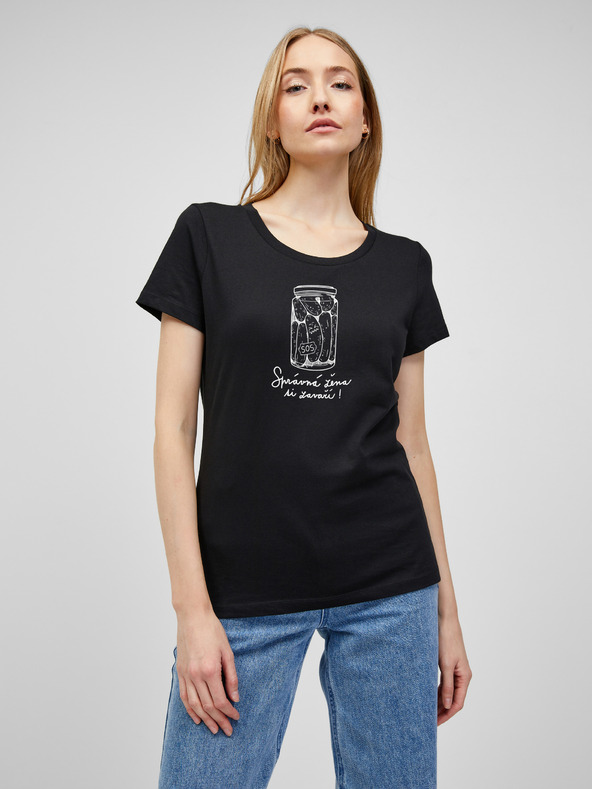 ZOOT.Original Schwarzes Damen-T-Shirt Zoot Original Die richtige Frau kocht immer richtig auf