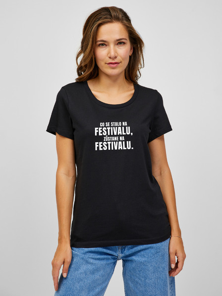 ZOOT.Original Schwarzes Frauen-T-Shirt ZOOT.Original Was auf dem Festival passiert, bleibt auf dem Festival