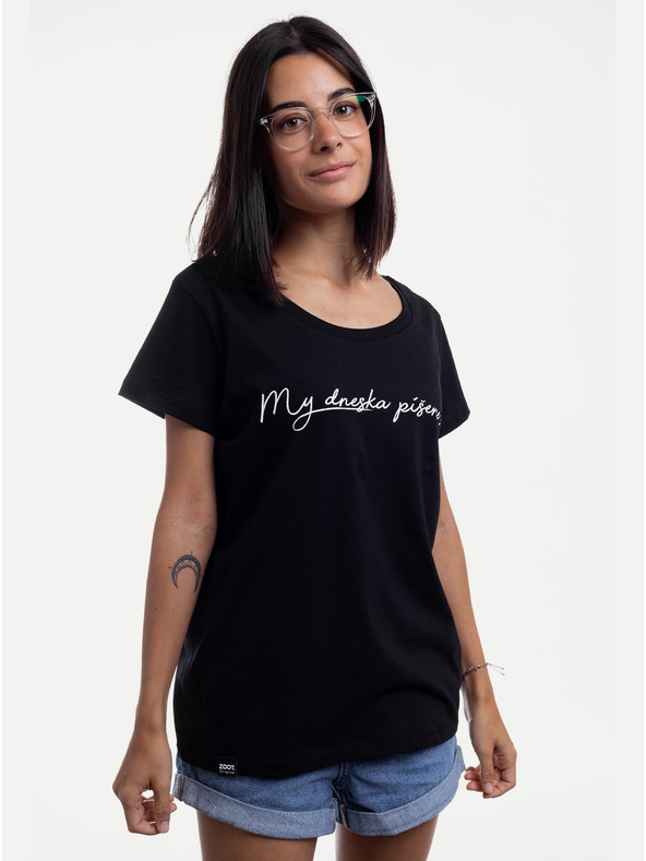 ZOOT.Original Schwarzes Damen-T-Shirt ZOOT Original "Schreiben wir heute?"