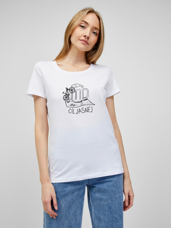 ZOOT.Original Weißes Damen-T-Shirt mit ZOOT.Original Aufdruck Aim bright