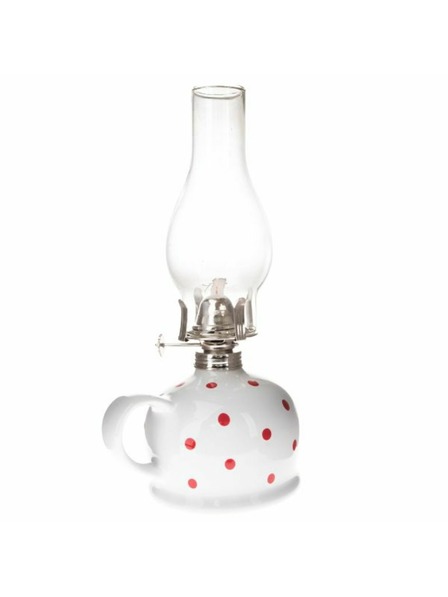 Casa de Engel Keramische Kerosinlampe, weiß mit roten Punkten, 0/9