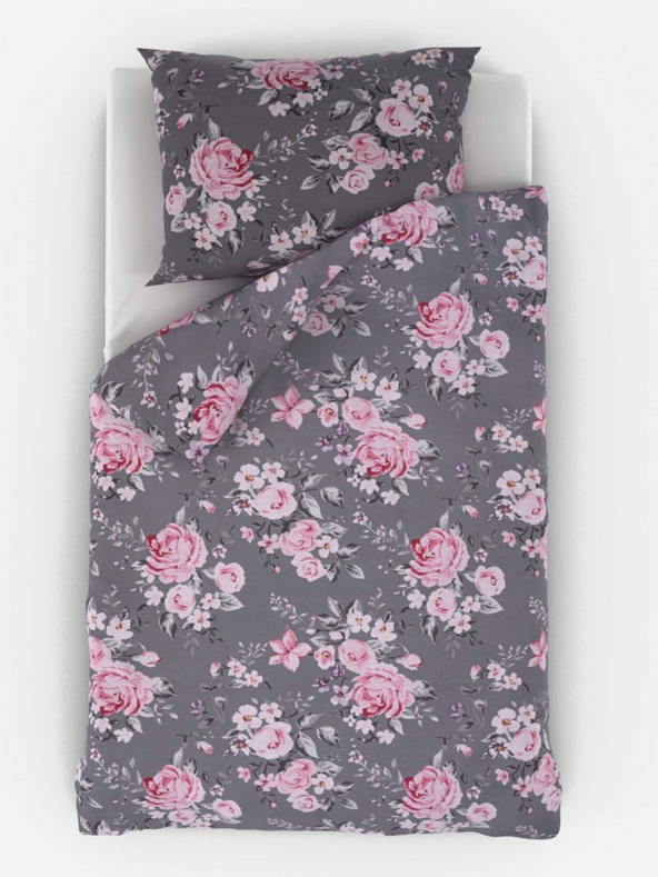 Kvalitex Französische Baumwollbettwäsche Provence Collection 200x200, 70x90cm Beatrice grau Qualitex