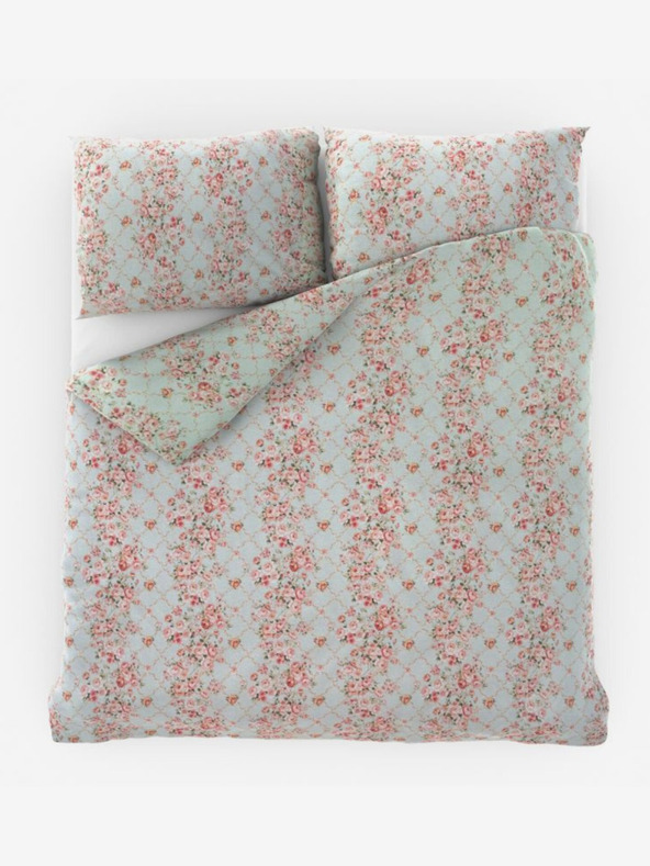 Kvalitex Französische Baumwollbettwäsche Provence Collection 240x200, 70x90cm Rosalie grün Qualitex