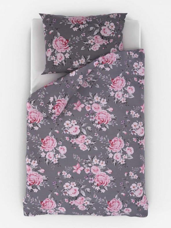 Kvalitex Französisches Baumwoll-Bettwäsche Provence Collection 220x200, 70x90cm Beatrice grau Qualitex