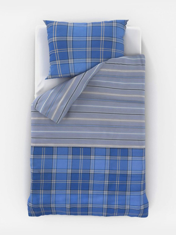 Kvalitex Klassisches Baumwoll-Bettwäsche DELUX 140x200, 70x90cm CAMPUS blau