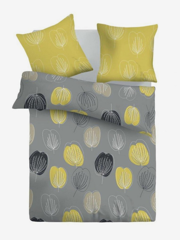 Kvalitex Klassische Bettwäsche Baumwolle DELUX 140x200, 70x90cm GRACE grau