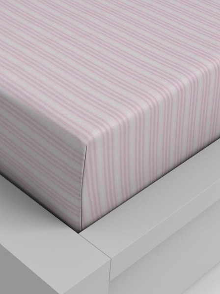 Kvalitex Baumwoll-Spannbettlaken 140x200cm rosa gestreift Kvalitex