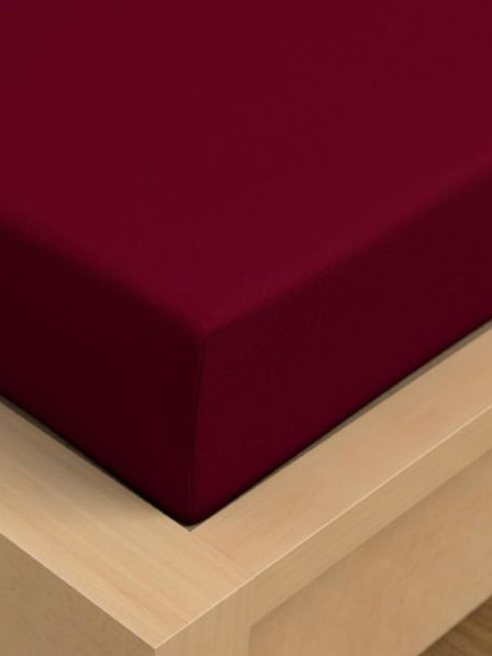 Kvalitex Jersey-Spannbettlaken mit Lycra 120x200cm weinrot Kvalitex