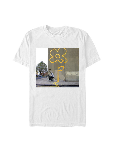ZOOT.Fan Weißes Banksy (Brandalised) Yellow Line Flower T-Shirt