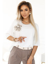numoco Bequeme Bluse mit Blumenapplikation auf der Schulter Numoco