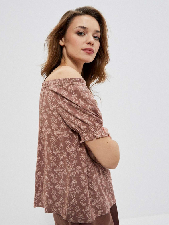 Moodo Braune Damenbluse mit Blumenmuster Moodo