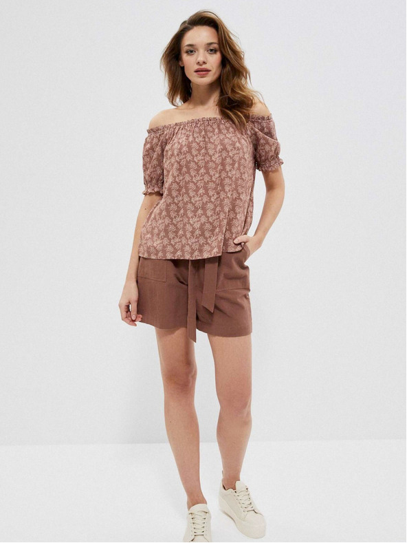 Moodo Braune Damenbluse mit Blumenmuster Moodo