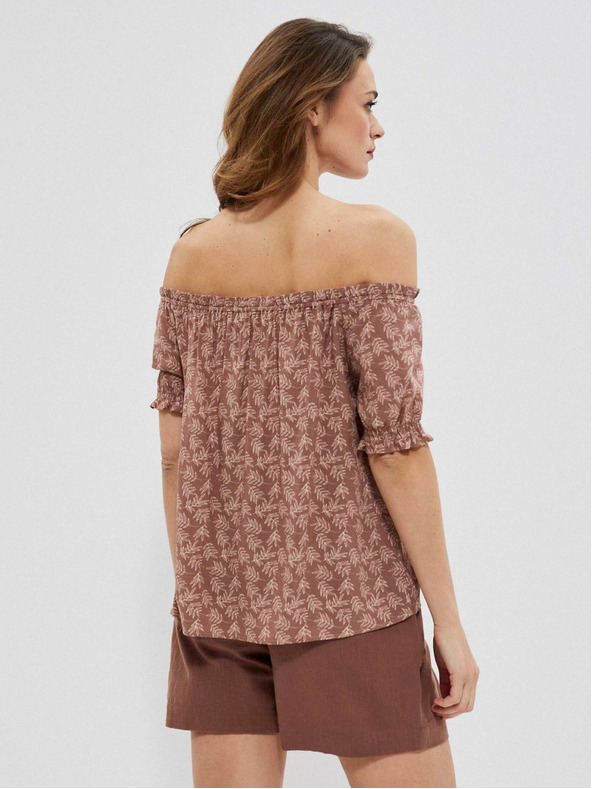 Moodo Braune Damenbluse mit Blumenmuster Moodo