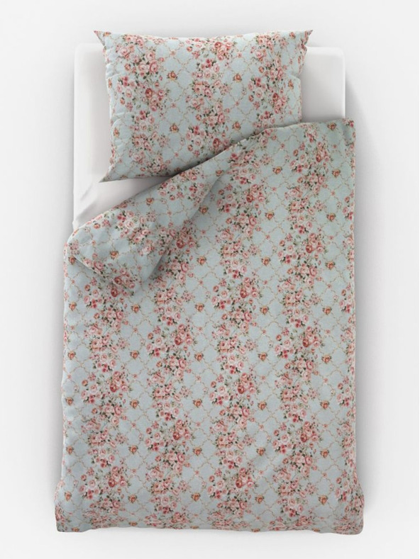 Kvalitex Provence Collection verlängerte Baumwollbettwäsche 140x220, 70x90cm Rosalie grün Qualitex