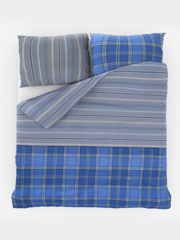 Kvalitex Französische Baumwollbettwäsche DELUX 240x200, 70x90cm CAMPUS blau