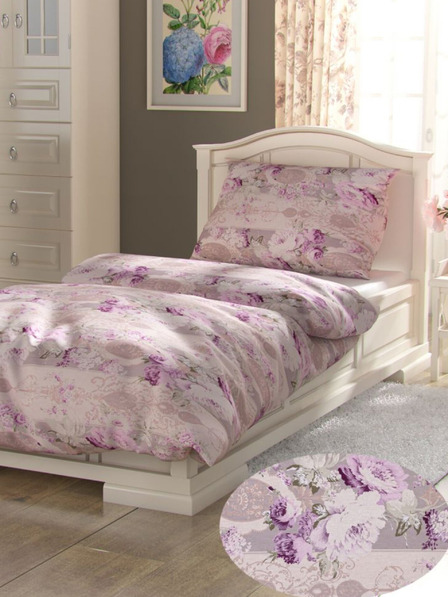 Kvalitex Französische Baumwollbettwäsche Provence Collection 220x200, 70x90cm Margot lila Qualitex