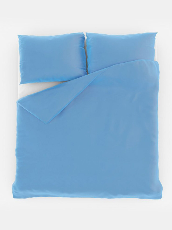 Kvalitex Französisches einfarbiges Baumwoll-Bettwäsche 220x200, 70x90cm blau