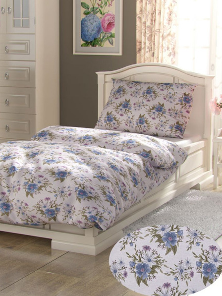 Kvalitex Französische Baumwollbettwäsche Provence Collection 220x200, 70x90cm Elisa blau Kvalitex