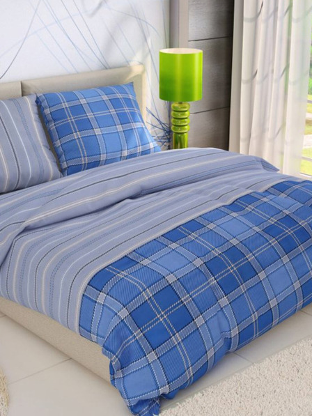 Kvalitex Französische erweiterte Baumwollbettwäsche DELUX 240x220, 70x90cm CAMPUS blau