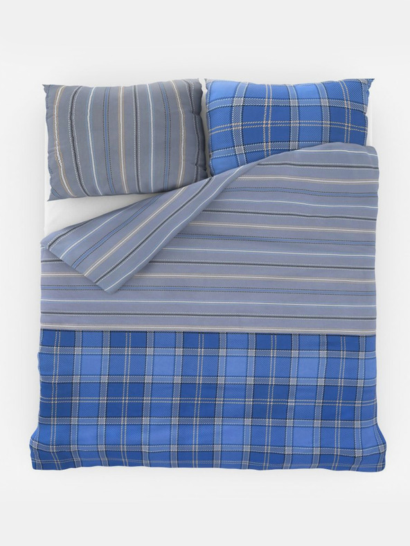 Kvalitex Französische erweiterte Baumwollbettwäsche DELUX 240x220, 70x90cm CAMPUS blau